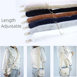 New Long length adjustable plush bag strap Replacement Faux Rabbit Fur Belt Women Shoulder Crossbody bags straps Accessories