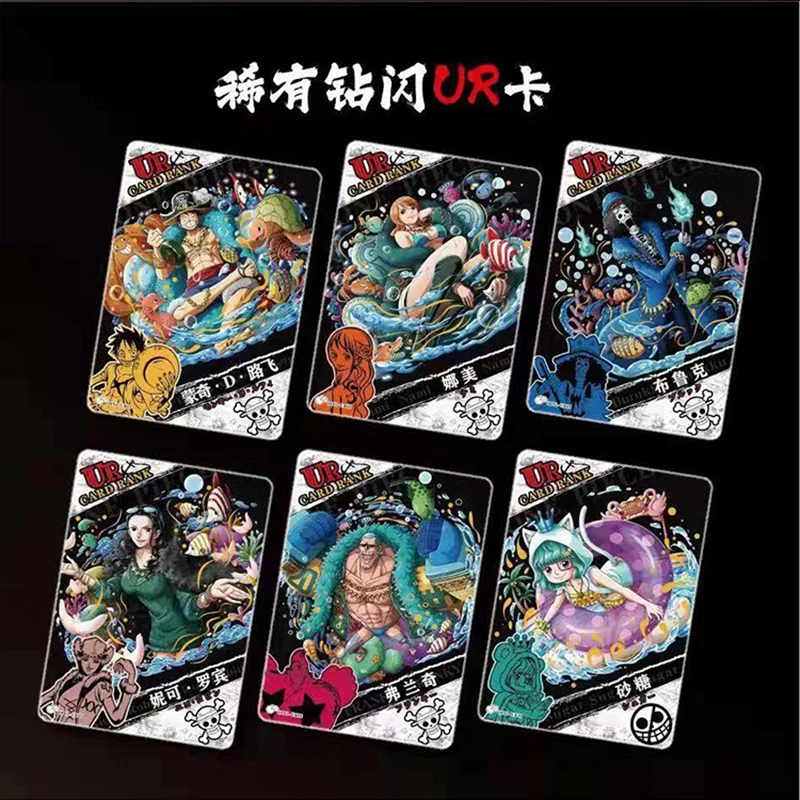 Tarjetas de colección de Anime japonés clásicas de una pieza, Luffy Zoro Rare LR Diamond Flash, tarjetas horizontales ocultas de personajes