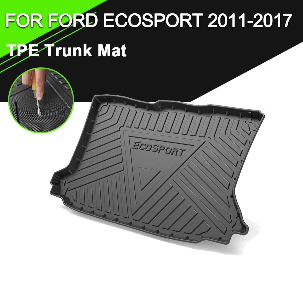 

Коврик для багажника из ТПЭ для FORD ECOSPORT 2011-2017, автомобильный водонепроницаемый нескользящий резиновый подкладка для груза, аксессуары