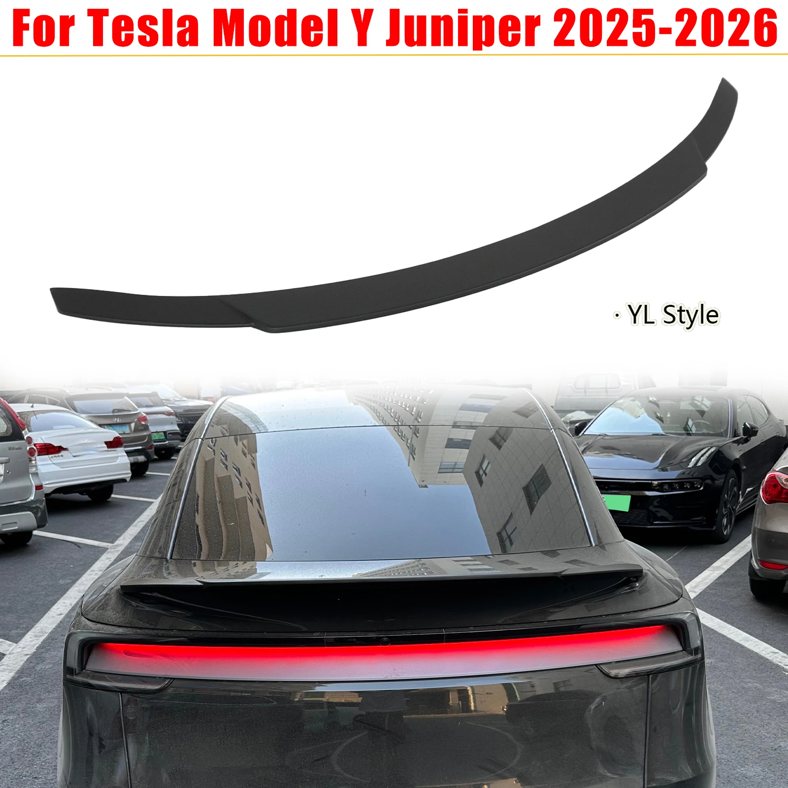 

For Tesla Model Y Juniper 2025-2026 Rear Roof Spoiler YL Style Matte Black Glossy Black Carbon Fiber Painted Car Accessories