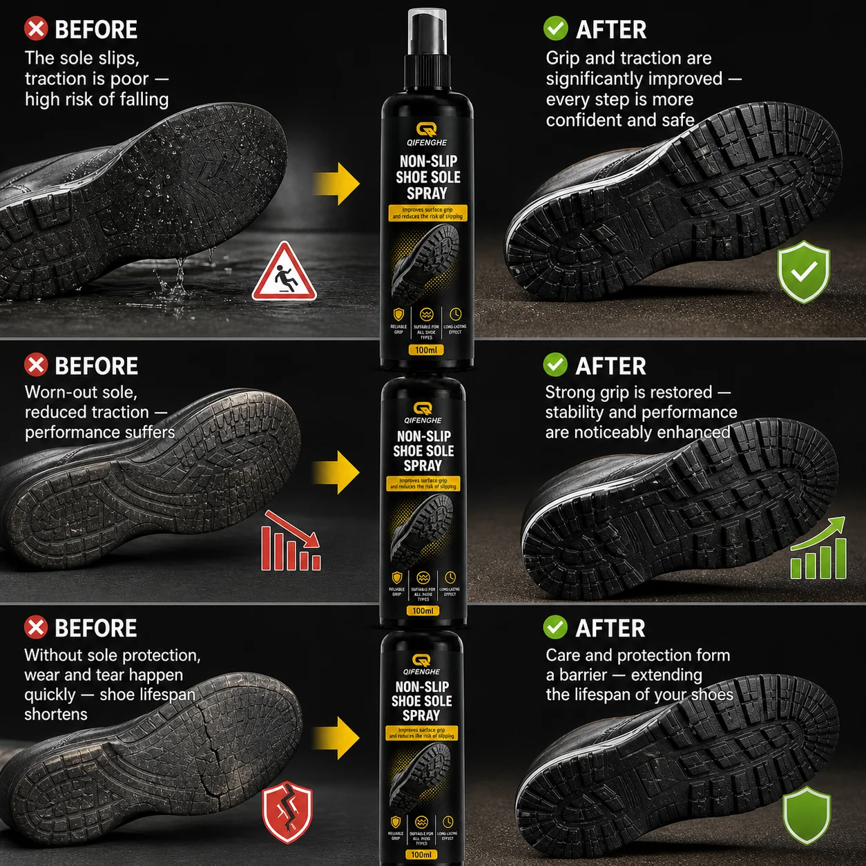 100ml Non‑Slip Shoe Sole Spray, Improve Traction Anti‑Slip Agent for Basketball Sneakers Working Boots Reduce Slipping Risk