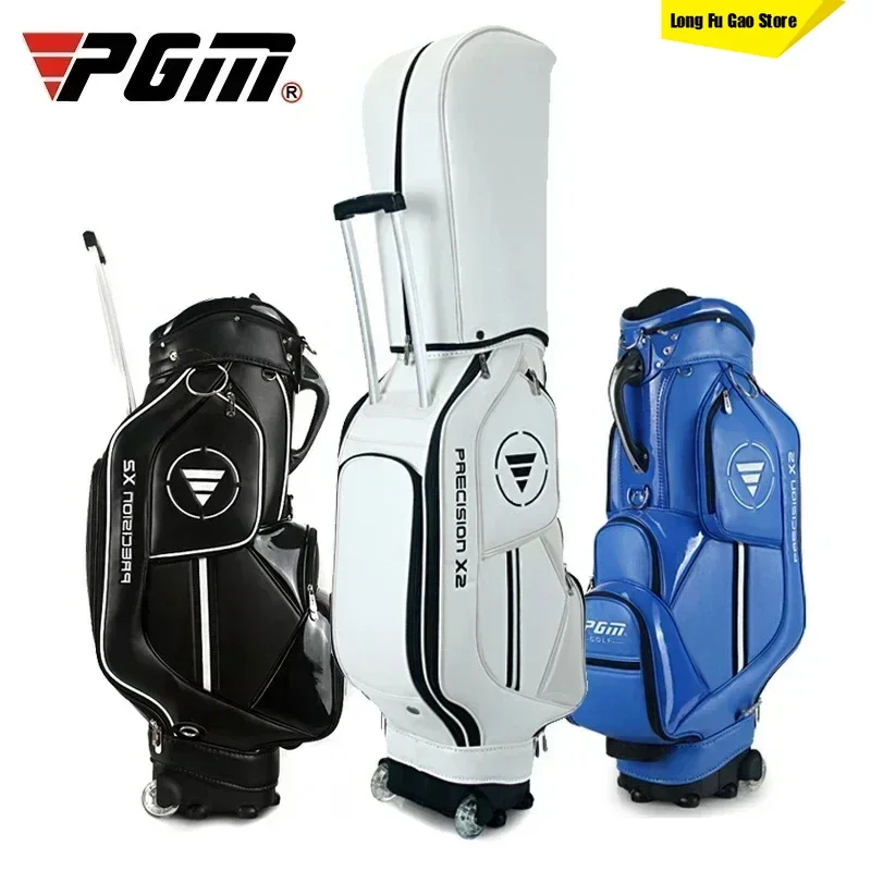 

Горячая стандартная сумка для гольфа Pgm на колесах, водонепроницаемые сумки для гольфа из искусственной кожи, авиационные пакеты большой емкости, вмещающие 13-14 клюшек, дорожный пакет