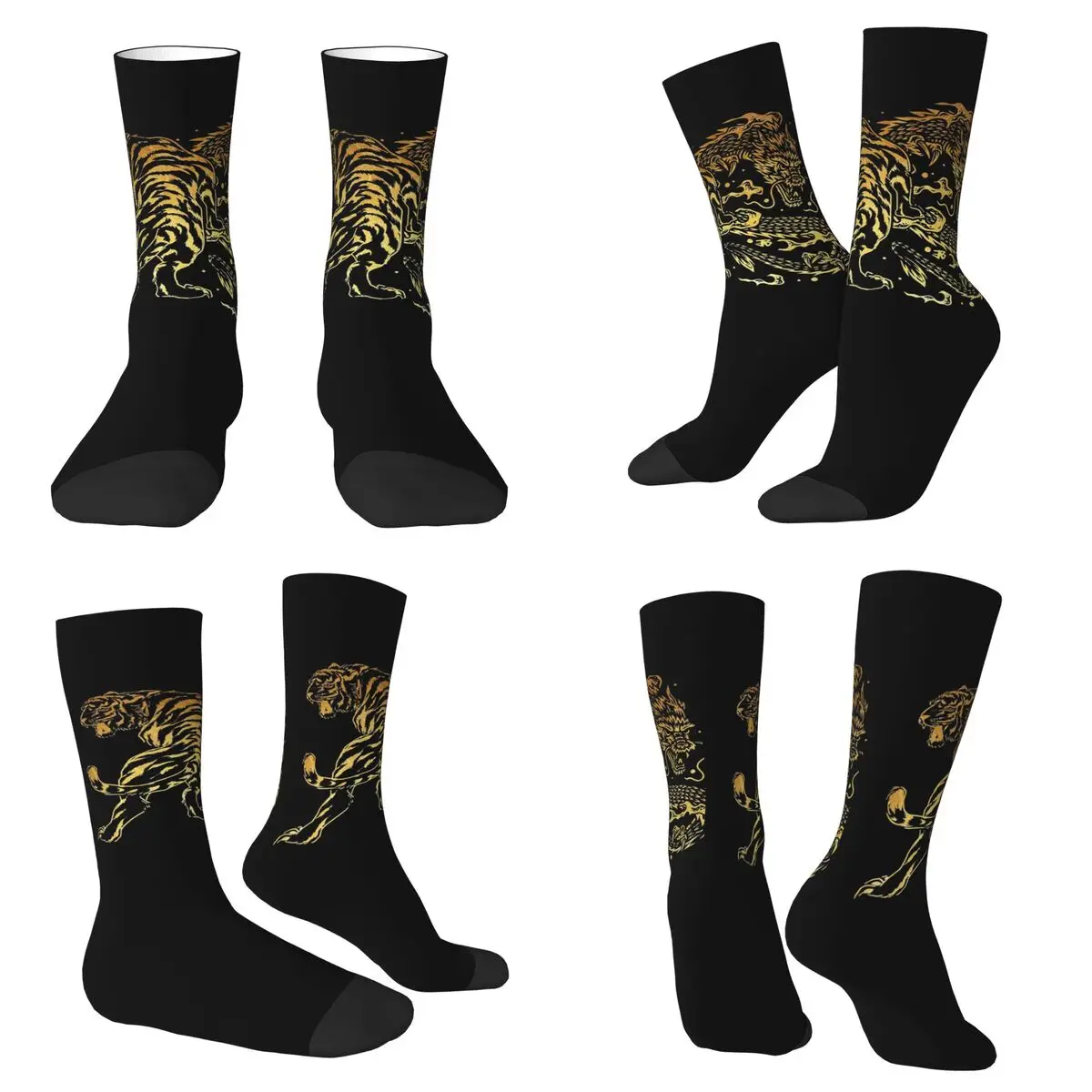 

Японские носки с изображением дракона и тигра в стиле Инь и Ян, влагопоглощающие носки в стиле Харадзюку, всесезонные длинные носки унисекс