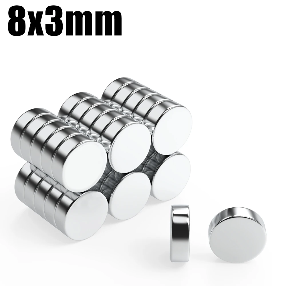 10/20/50/100/200/500Pcs 8x3 Super Strong Magnet 8mm X 3mm Round Magnetic NdFeB Neodymium magnet N35 Powerful Disc imanes 8*3