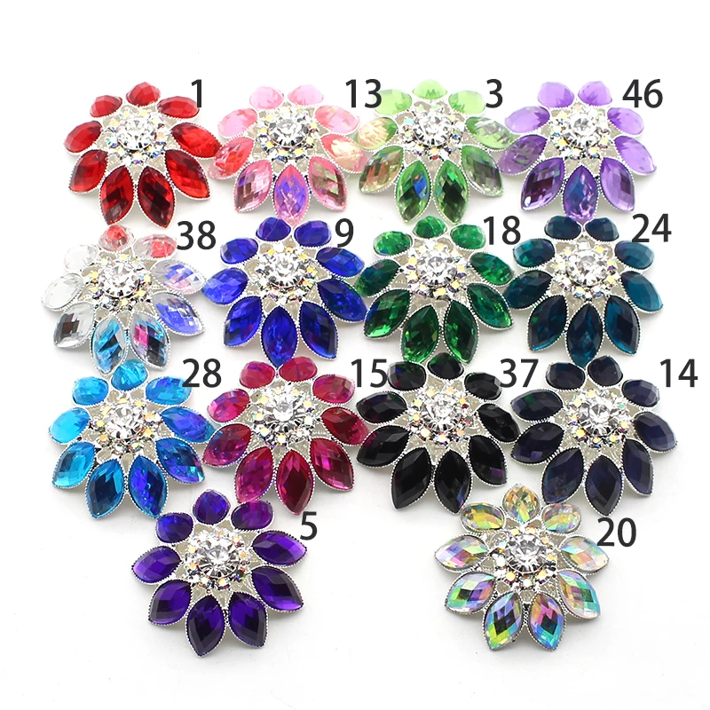 5 Pieces Of 34 * 34MM Diamond Acrylic Buttons, Hand Sewn DIY Clothing Accessories, Flower Shaped Hair Clip Decoration