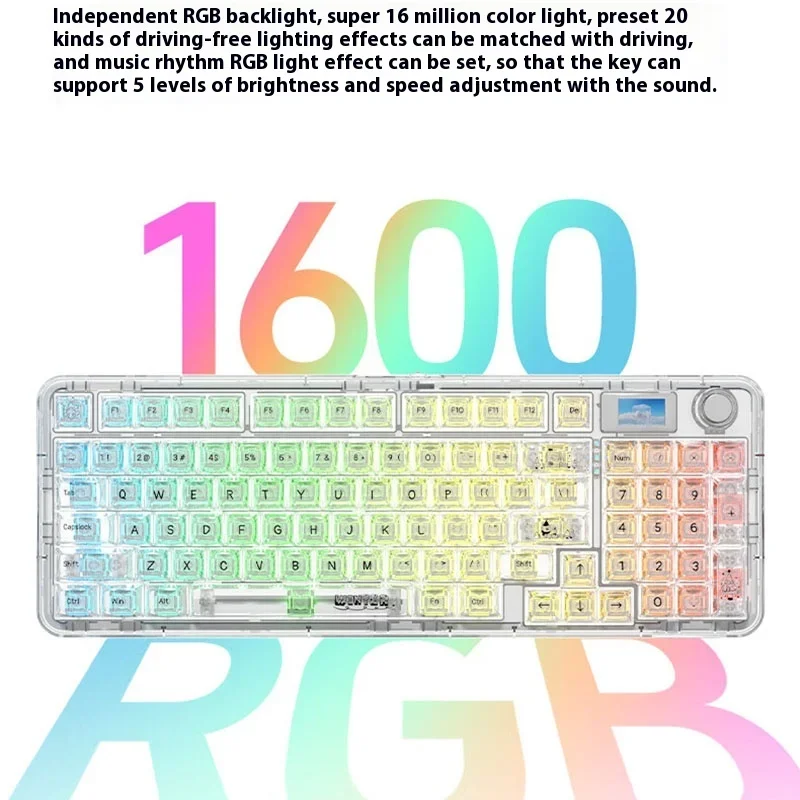 Imagem -06 - Teclado Mecânico sem Fio Botão Multifuncional Tela Led Hot Swap Rgb Teclado de Jogo Personalizado Modo Aula-nb98