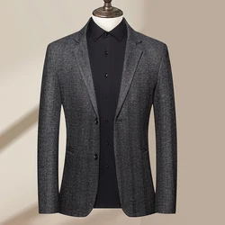 2024 High Quality Herringbone with Wool Single Breasted Stylish and Handsome Line Bag Men's Business Casual Single Suit Jacket