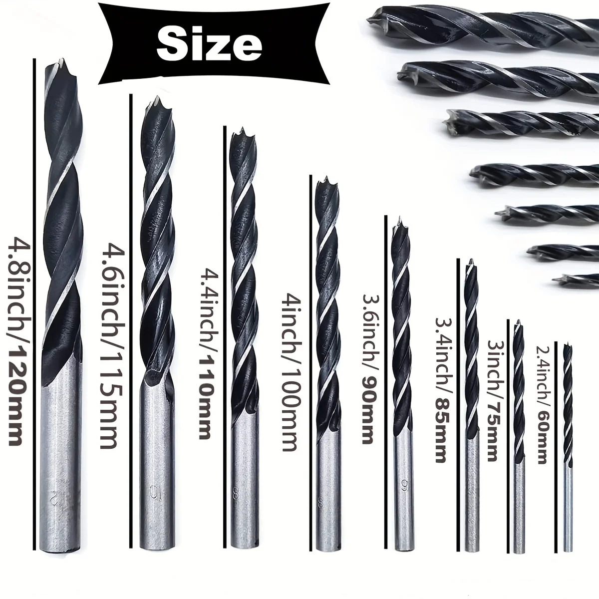 8Pcs Brad Point Wood Drill Bit Set (3-10mm), Precision Woodworking Drill Bits with Index Storage Case