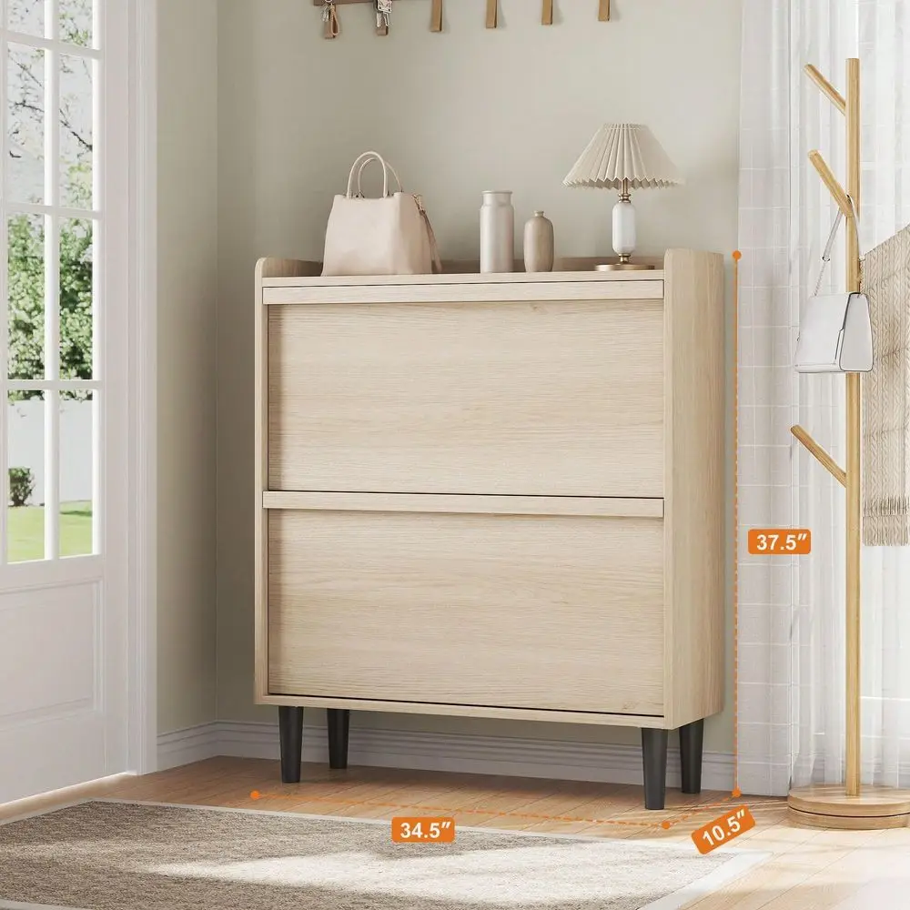 

Shoe Cabinet With 2 3 4 Flip Drawers, Wooden Shoe Organizer With Adjustable Shelf, Shoe Storage For Entryway, Hidden Shoe Cabin