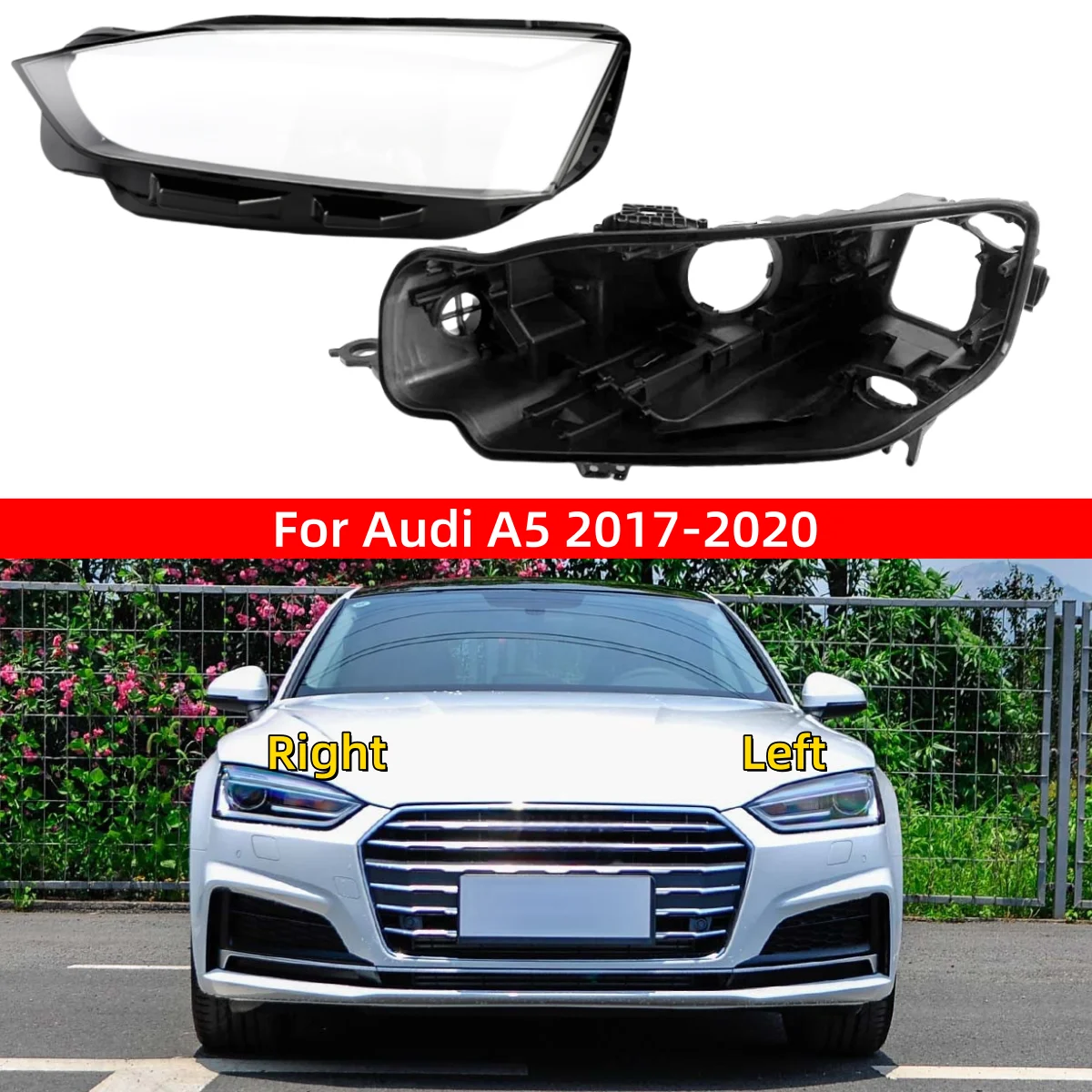 

For Audi A5 A5L 2017 2018 2019 2020 Car Interior Replacement Parts Headlights Lamp Cover Auto Lamp Holder