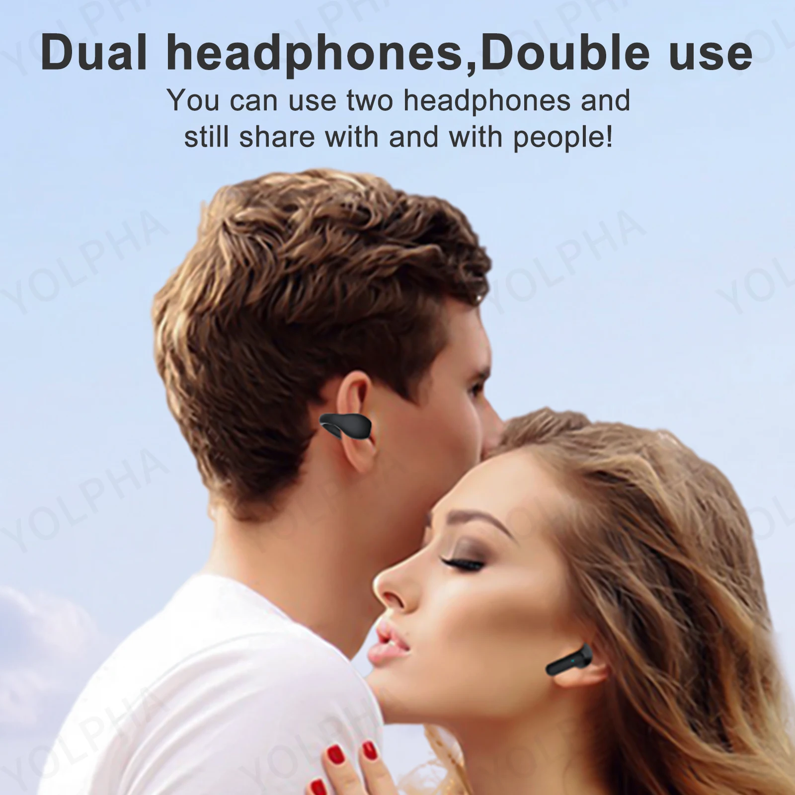 Wireless Headphones Bluetooth 5.1 Headsets 40H Two Pairs TWS Couples Earphones Microphone HiFi Stereo Earbuds with Charging Case