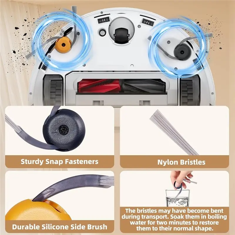 A006-Robot Vacuum Accessories Kit 24 Pack For Roborock Qrevo Curv 2 Flow Main Side Brush Filter Mop Dust Bag Replacement