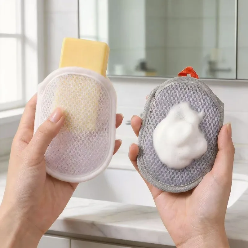 1‑8Pcs Mesh Foaming Soap Bag Exfoliating Massage Bubble Maker Soap Saver Pouch Portable Bath Shower Cleaning Skin Care Tool