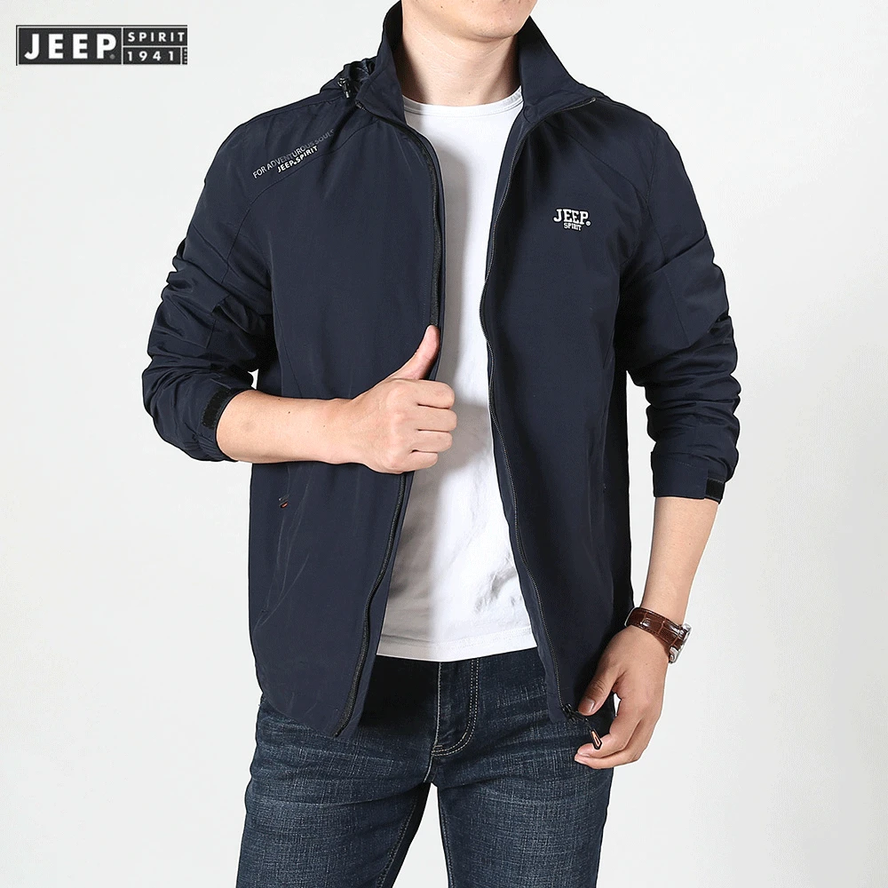 JEEP SPIRIT Men Jacket Fall Casual Fashion Waterproof Sports Jacket Removable Cap Loose and high quality Clothes