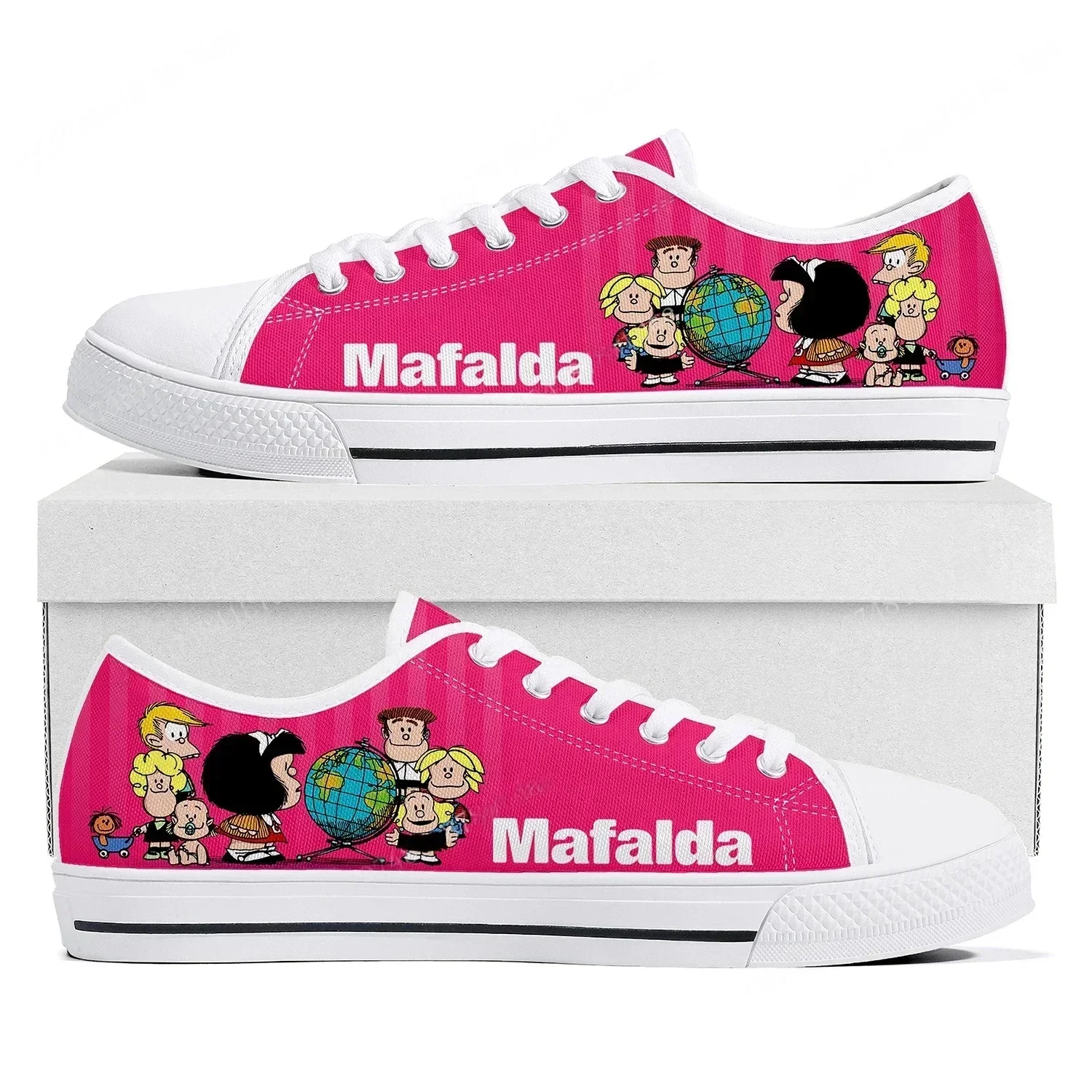 

Mafalda Low Top Sneakers Womens Mens Teenager High Quality Canvas Sneaker Couple Cute Comics Manga Cartoon Custom Made Shoes