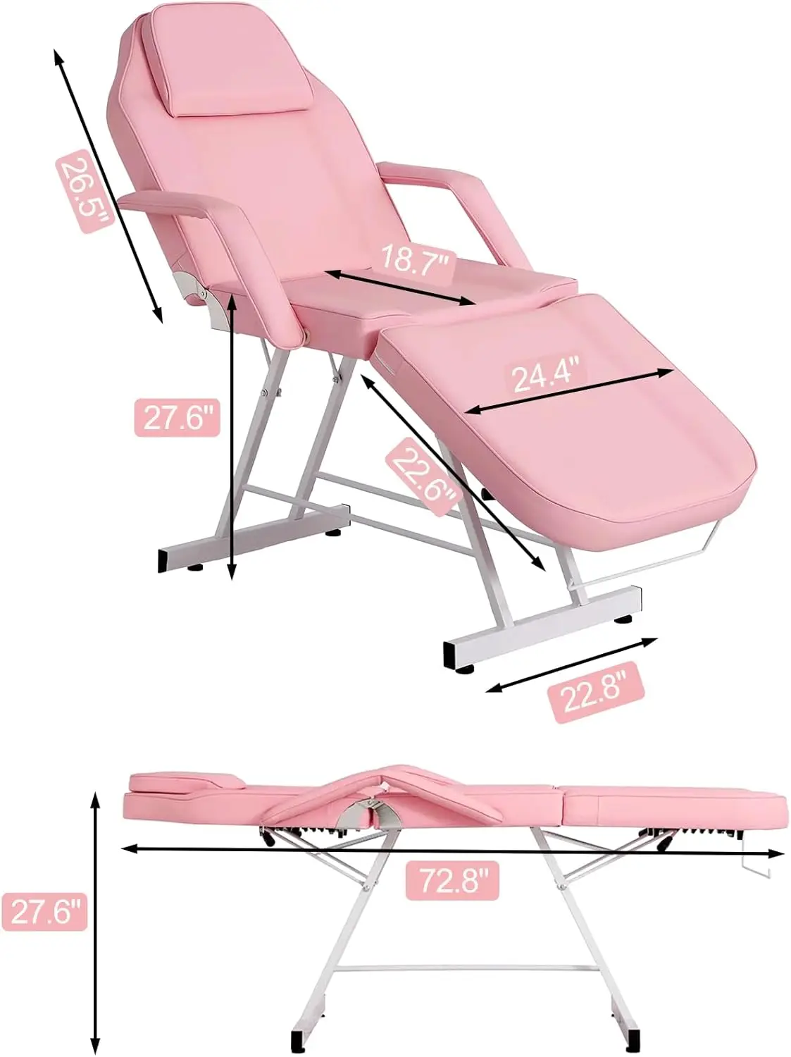 Salon Tattoo Chair Bed, Multi-Function Facial Bed with Hydraulic Stool, Removable Headrest, Salon Spa Bed Beauty Barber Spa Mass