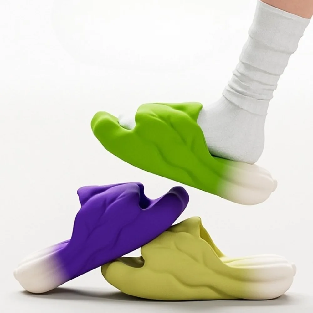 الموضة الإبداعية محاكاة الملفوف النعال لينة أسفل مضحك إيفا الخضار النعال سميكة وحيد ثلاثية الأبعاد الملفوف الأحمر الشرائح غرفة نوم