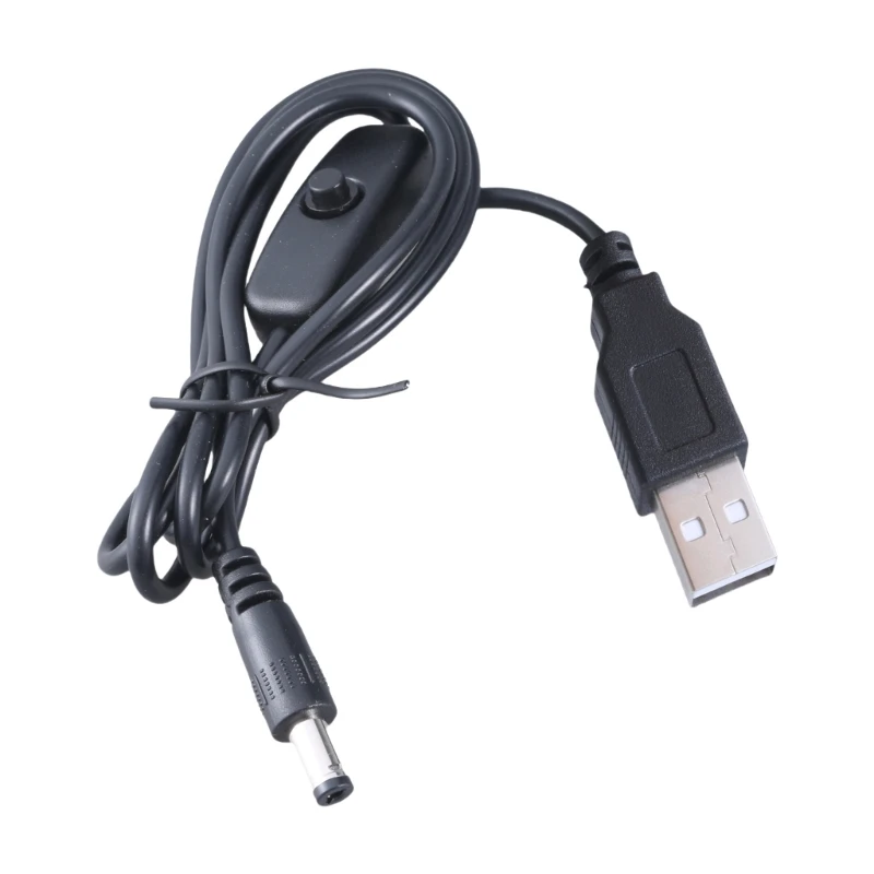 Dây cáp nguồn USB sang DC5.5x2.1mm có nút chuyển đổi tiện lợi cho các thiết bị điện tử 5V dài 100cm màu đen