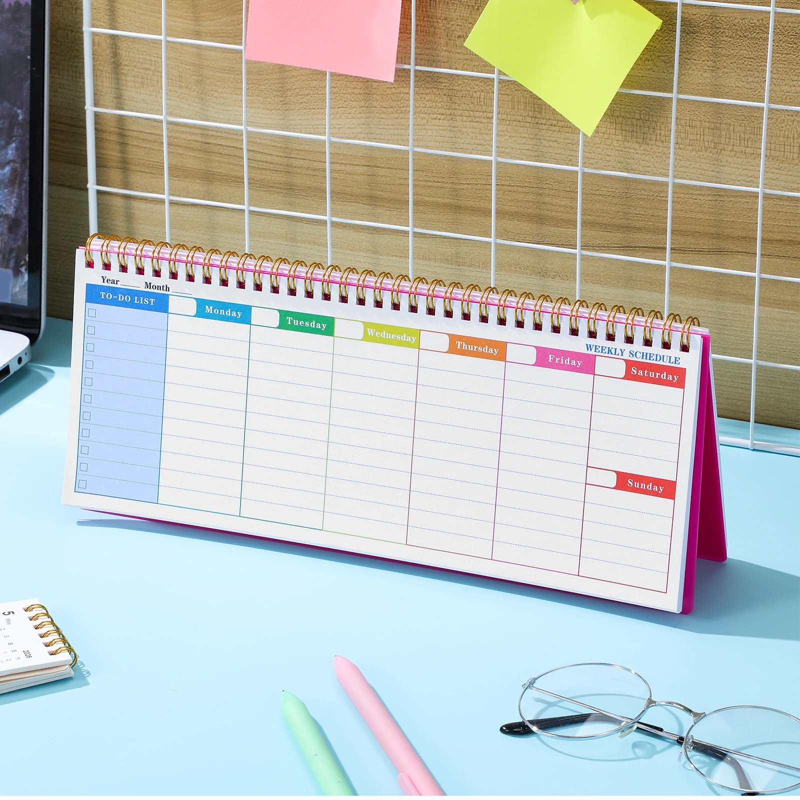 

Weekly Planner Undated Horizontal Layout Ink-Proof -Off Sheets Daily Schedule Organizer Work Appointments Habit