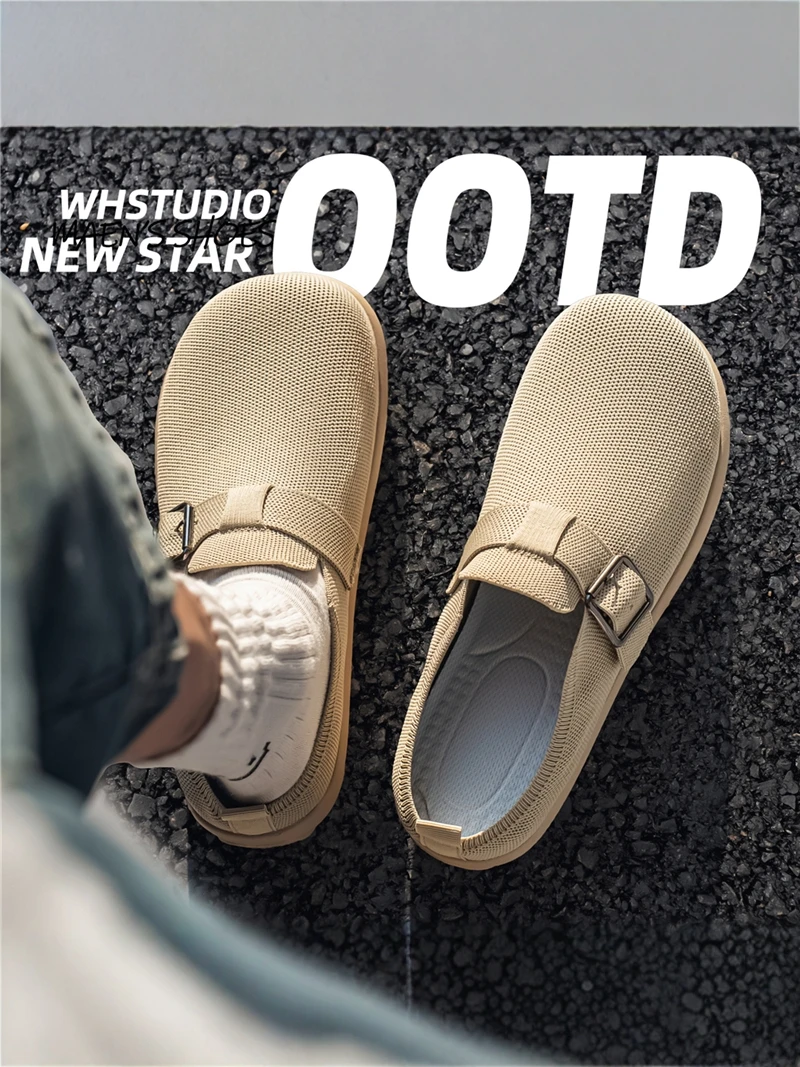 

Men's Summer Slippers Anti-Slip Soft Bottom Office Casual Sports Slip-On Thong Shoes Trendy Birk-like Flats Breathable Synthe...