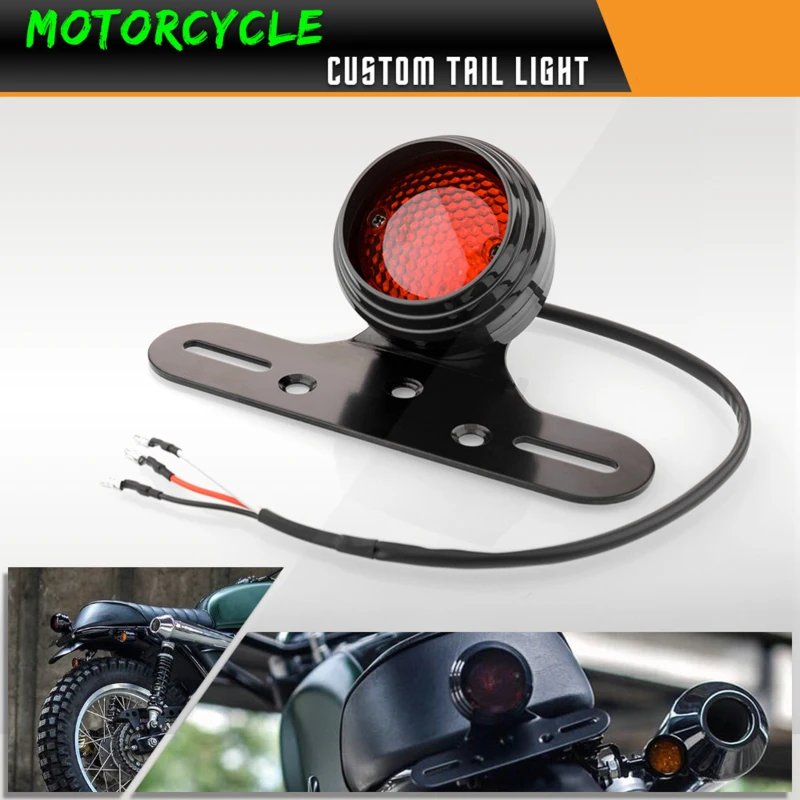 Motorcycle Tail Light Brake Light with License Plate Bracket Integrated Running Lamp Universal LED Tail Lamp with Bracket