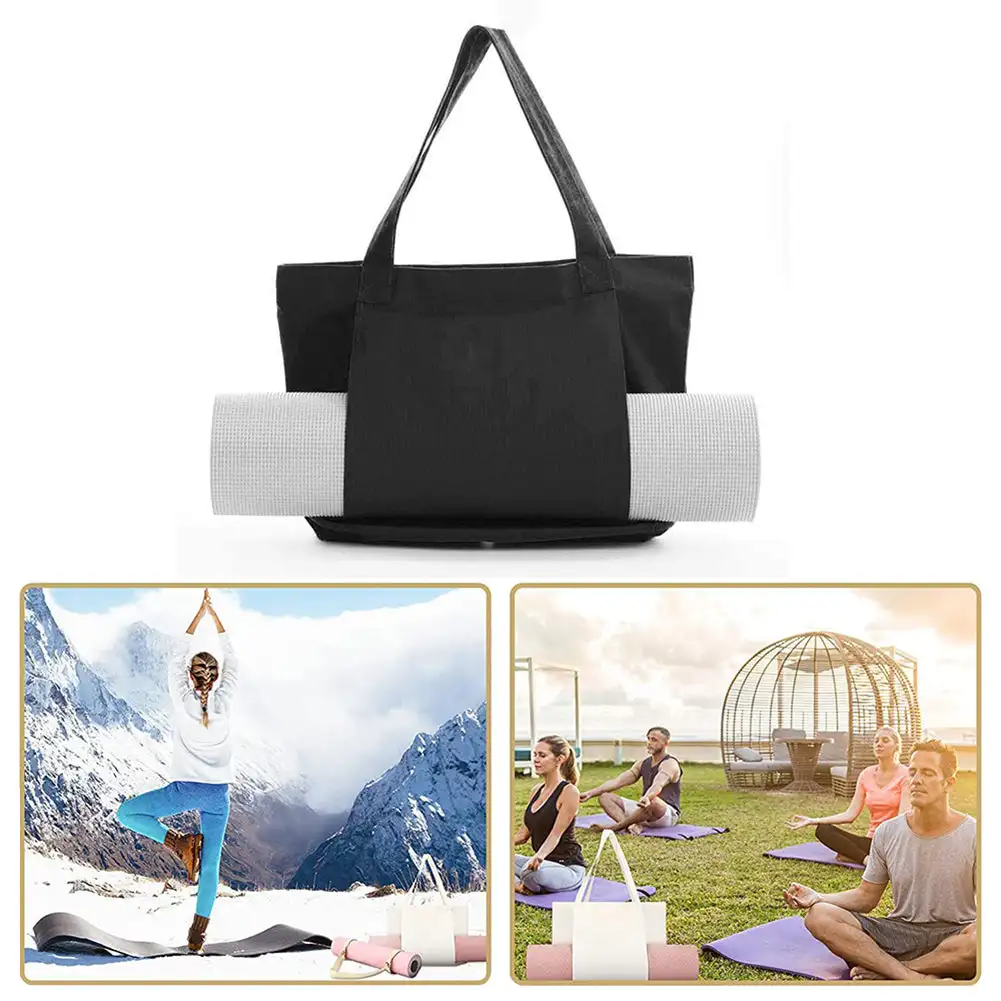 Yoga Mat Storage Tote Bag Collapsible Washable Canvas Shoulder Outdoor Sports Fitness Pilates Large Capacity Fitness Tote Bag