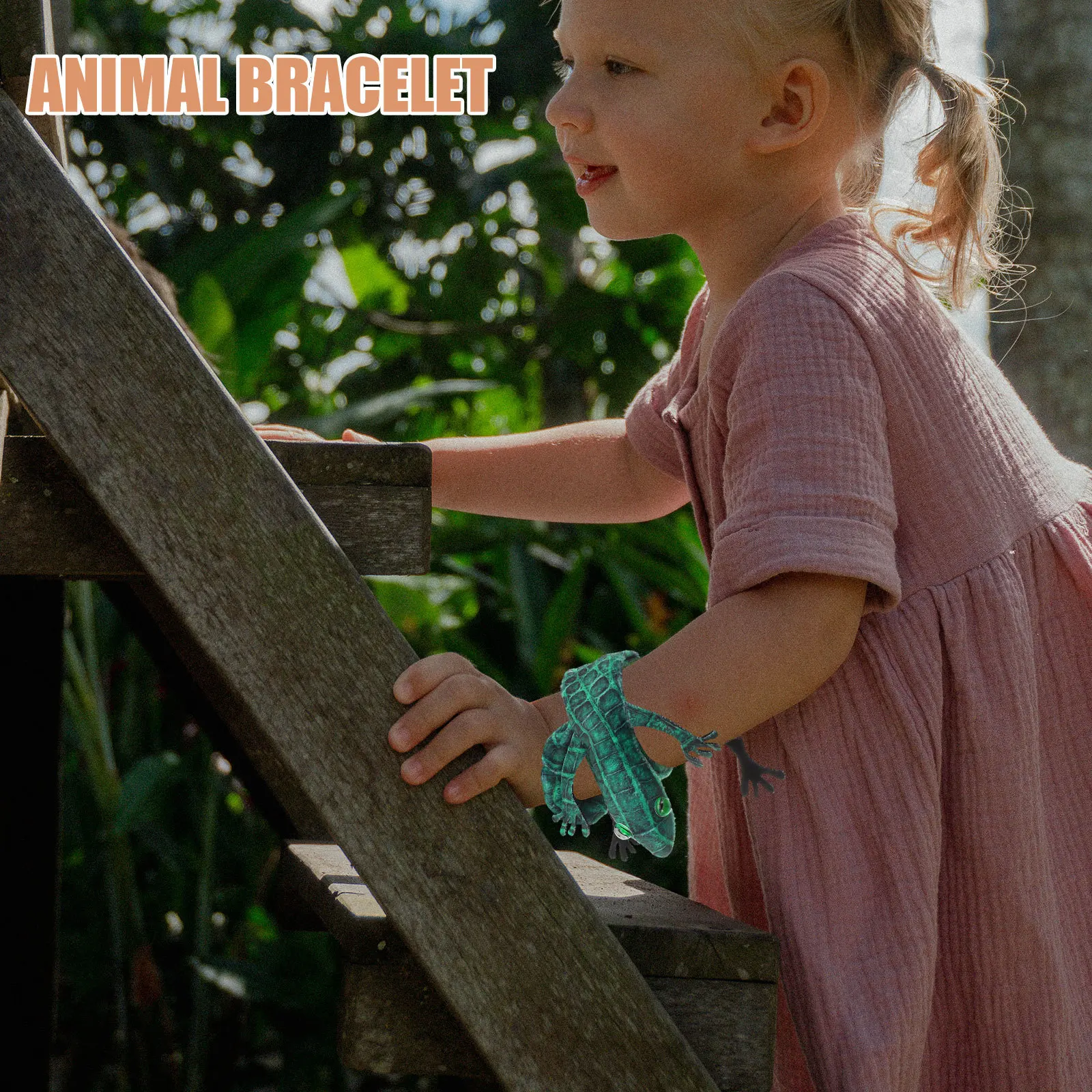 4 個子供用スラップブレスレット動物トカゲスナップリストバンドジャングルパーティー記念品ウェアラブル楽しいアクセサリー軽量ポータブルギフト