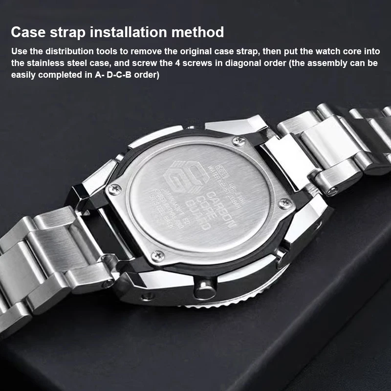 Stainless Steel Bezel & Strap Kit for GA-2100/2110, Rotating Bezel, GA-B2100 Replacement Parts Metal Band