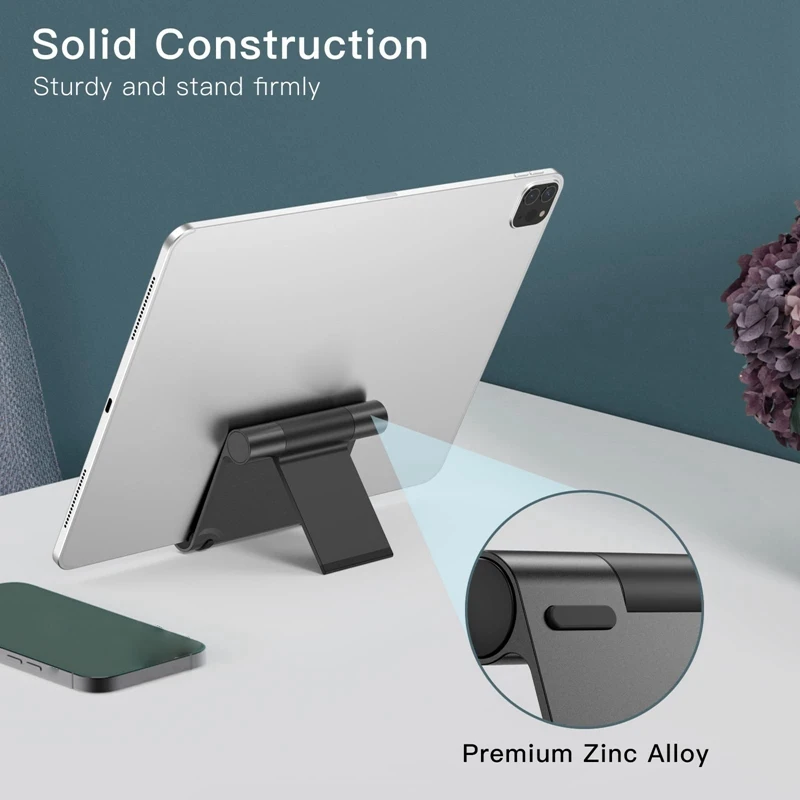 1Piece For All Phone And Pad Adjustable Desktop Tablet Table Cell Phone Stand Portable Desk Mobile Phone Holder Stand Black