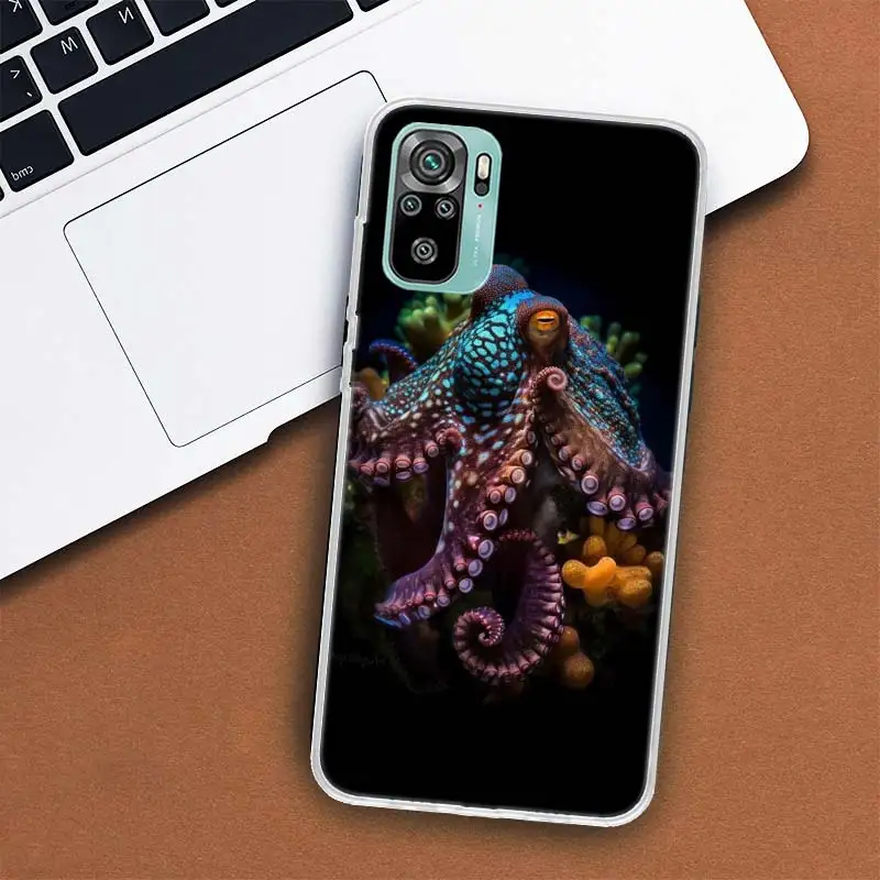 This is a Big Octopus Phone Case For Xiaomi Redmi Note 11S 11T 11E 12S 12 Pro Plus 11 10S 10 9S 9T 9 8T 8 7 Coque Soft