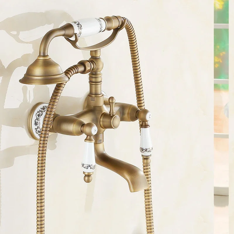 

Bathtub Faucets Antique Bathroom Tub Mixer Faucet New Ceramic Style Handheld Bathtub Faucet Wall Mounted Shower Faucet