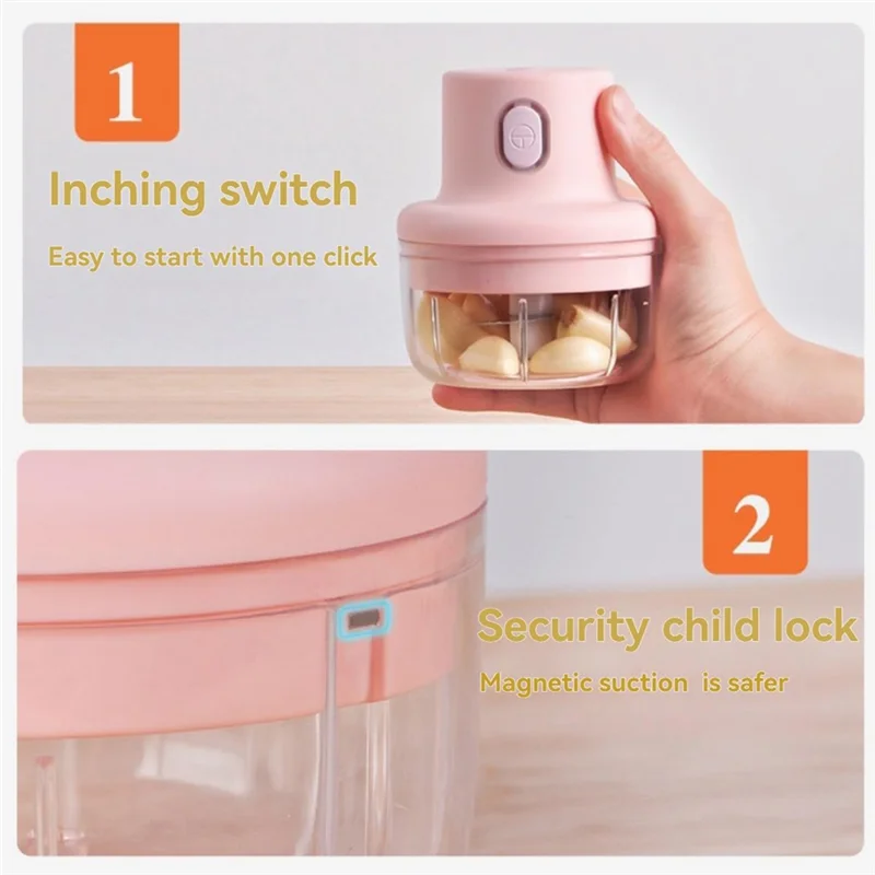 

A005-Cordless Food Chopper, Food Chopper Garlic Masher, Electric Garlic Masher, Mini Garlic Masher