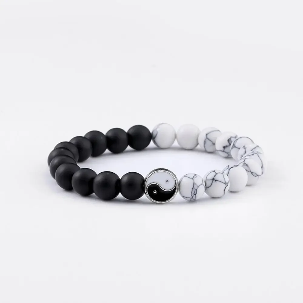 Fashion Simple Personality Bracelet Natural Stone Texture Beaded Tai Chi Bagua Bracelet For Men Women Jewelry