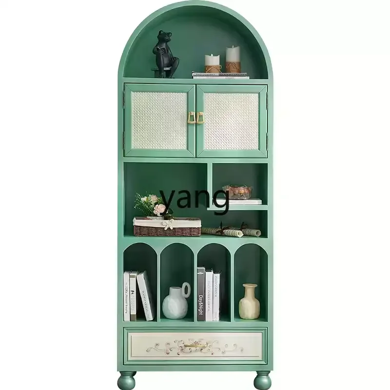 xyy solid wood bookcase arched decorative cabinet retro living room bedroom integrated storage cabinet