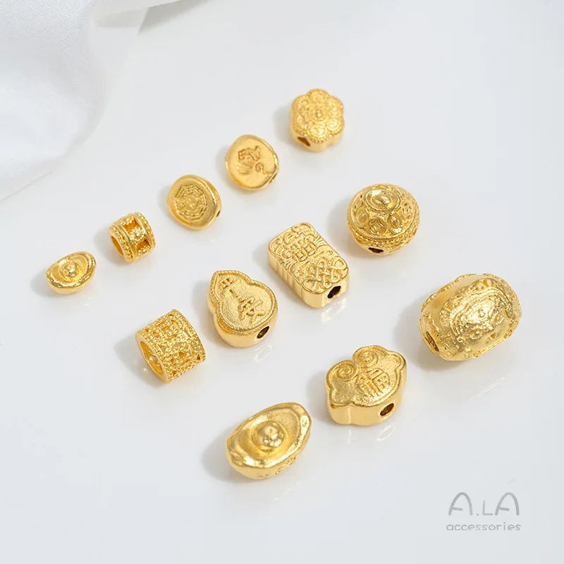 Vietnam Sand Gold Ingot Lotus Gourd Ruyi Copper Coin Bead Bucket Bead Handmade Beaded Jewelry Accessories