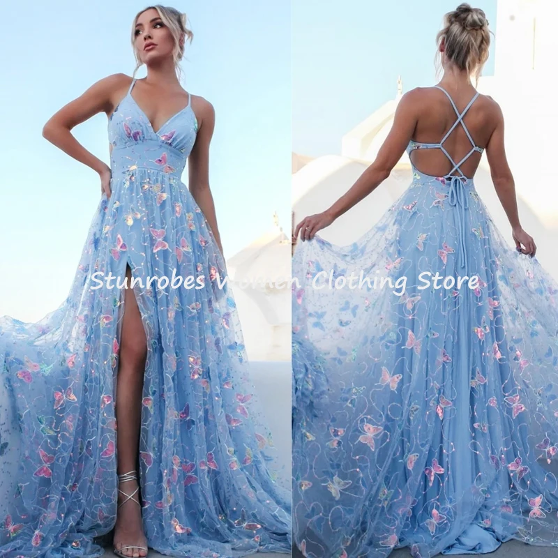 

2024 Womens Spaghetti Strap Backless Dress Lace Up Dress Birthday Party Dress Elegant Luxury Banquet Evening Dress Sweetheart