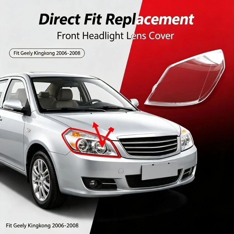 Moggic Car Headlight Lens Cover Anti-yellow PC Lamp Shell For Geely Kingkong 2006-2008 Headlamp Replacement Housing