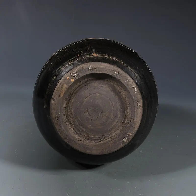 Song Style Cizhou Kiln Black Slip Glaze Sgraffito Interlocking Peony Pear Shaped Yuhuchun Vase Chinese Table Decor