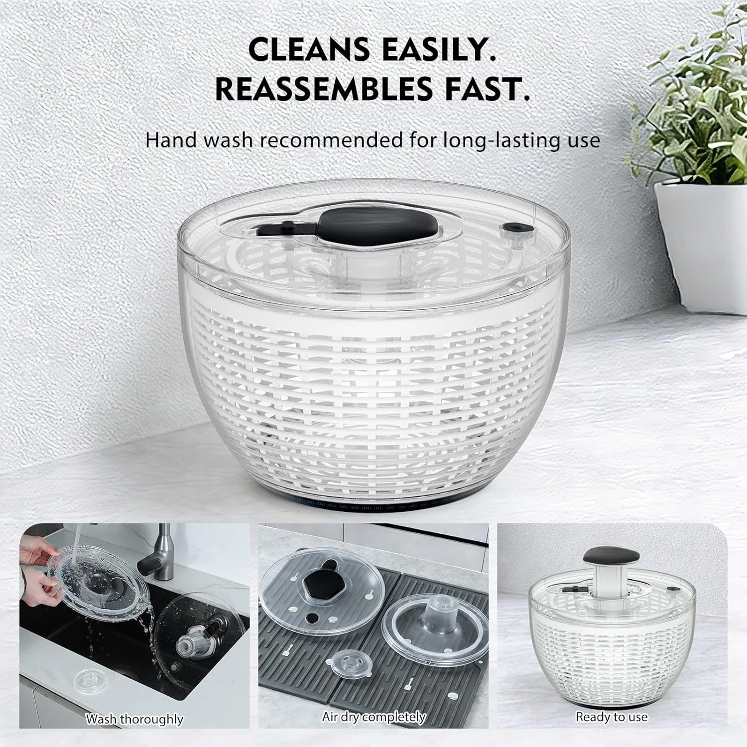 6.3QT 샐러드 스피너, 완전 분리형 뚜껑 포함, 한 - Salad Spinner 리뷰 및 가격
