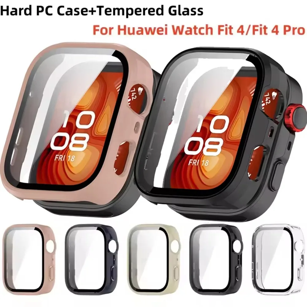 

PC+Tempered Protective Case Full Coverage Anti-Scratch Screen Protector Bumper Cover Shell for Huawei Watch Fit 4/4 Pro