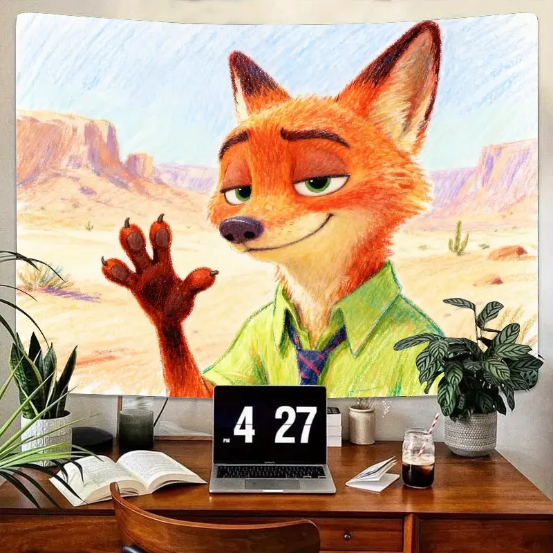 

1PC Zootopia Nick Wilde Smiling Fox Tapestry Modern Polyester Wall Art Living Room Bedroom Dorm Decor Gift for Zootopia Fans
