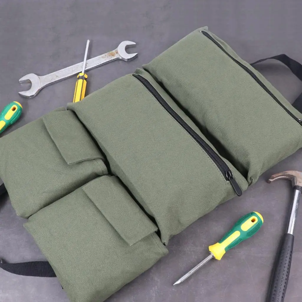 Wrench Roll Bag Canvas Hanging Pouch Tote for Electrician, Lightweight, Premium