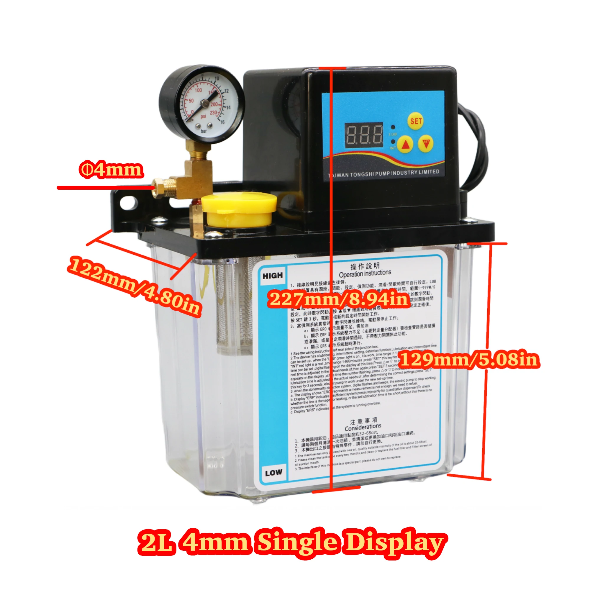 2L CNC Smeerpompsysteem Kit 4mm 6mm AC220V AC110V Automatisch Smeersysteem voor CNC Machine Tool