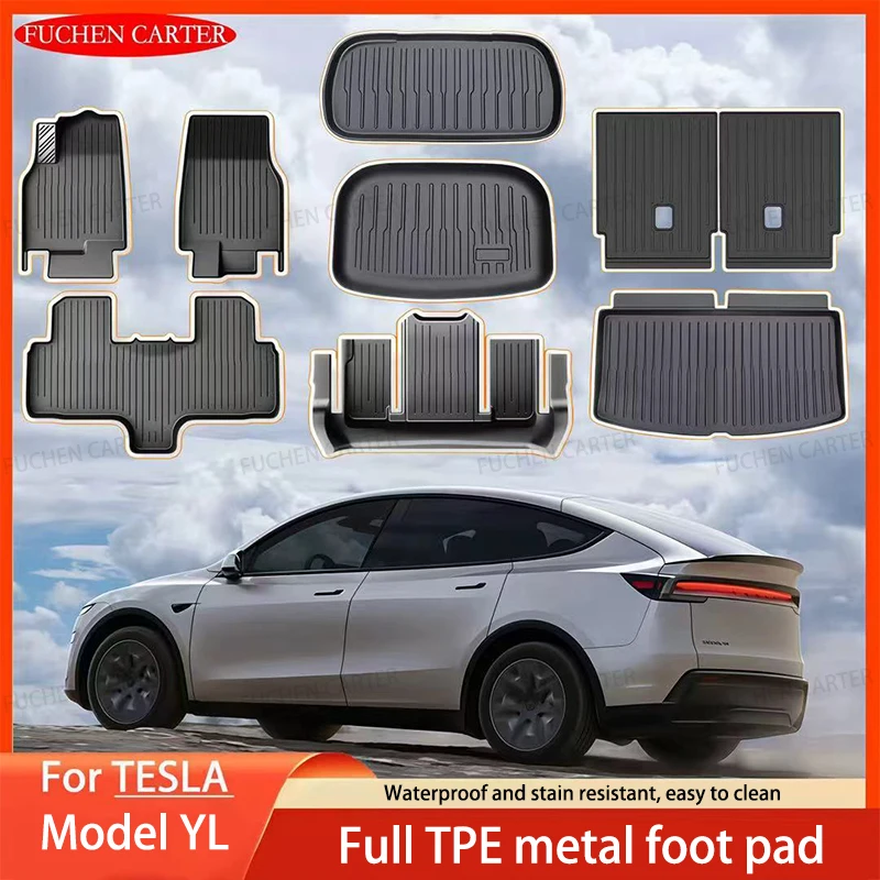

For Tesla Model YL 2026 Whole TPE Floor Mats Four Seasons Waterproof Anti-Slip Mat Foot Pads Model YL Rear Trunk Mat Accessorie