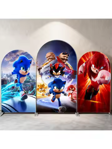 Sonic Arch Backdrop Cover, Gaming Theme Knuckles Shadow Photograph Background for Birthday Party, Event Decor &amp; Photo Booth Prop