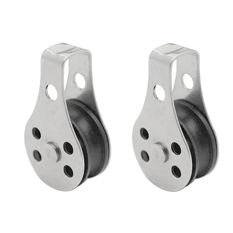 2Pcs Boat Stainless Steel Anchor Wire Rope Crane Pulley Block Kayak Lifting Fixed Hanging Wire Towing Wheel Accessories