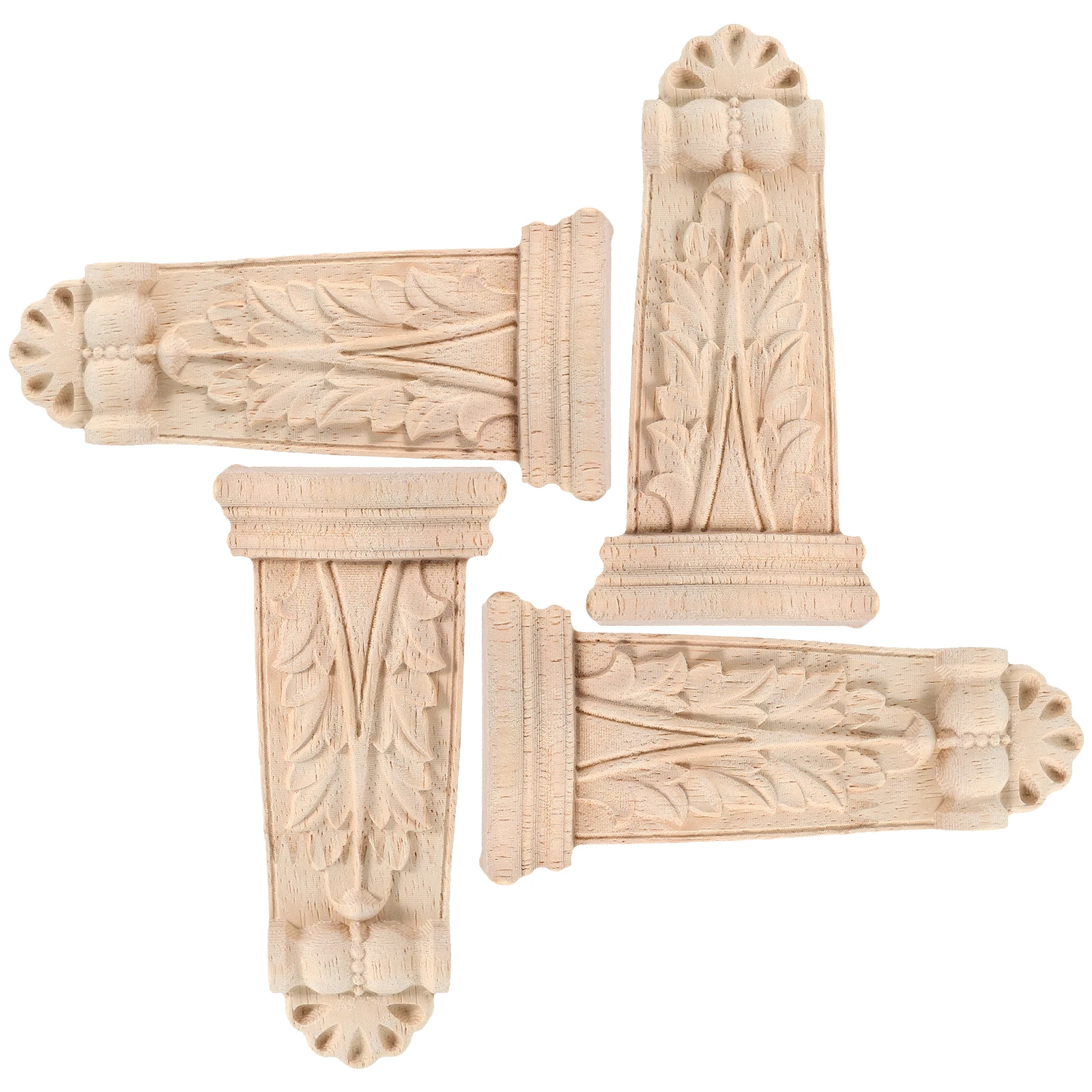 

4pcs Carved Roman Solid Wood Decorative Furniture Moldings Fireplace Corner Wooden Cabinet Door Home Wall Mini Pillar