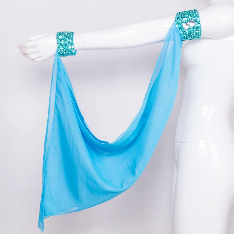 11 kleuren verstelbare chiffon pailletten armband buikdans accessoire twin ringen arm mouw wrap voor vrouwen danser kostuum groothandel