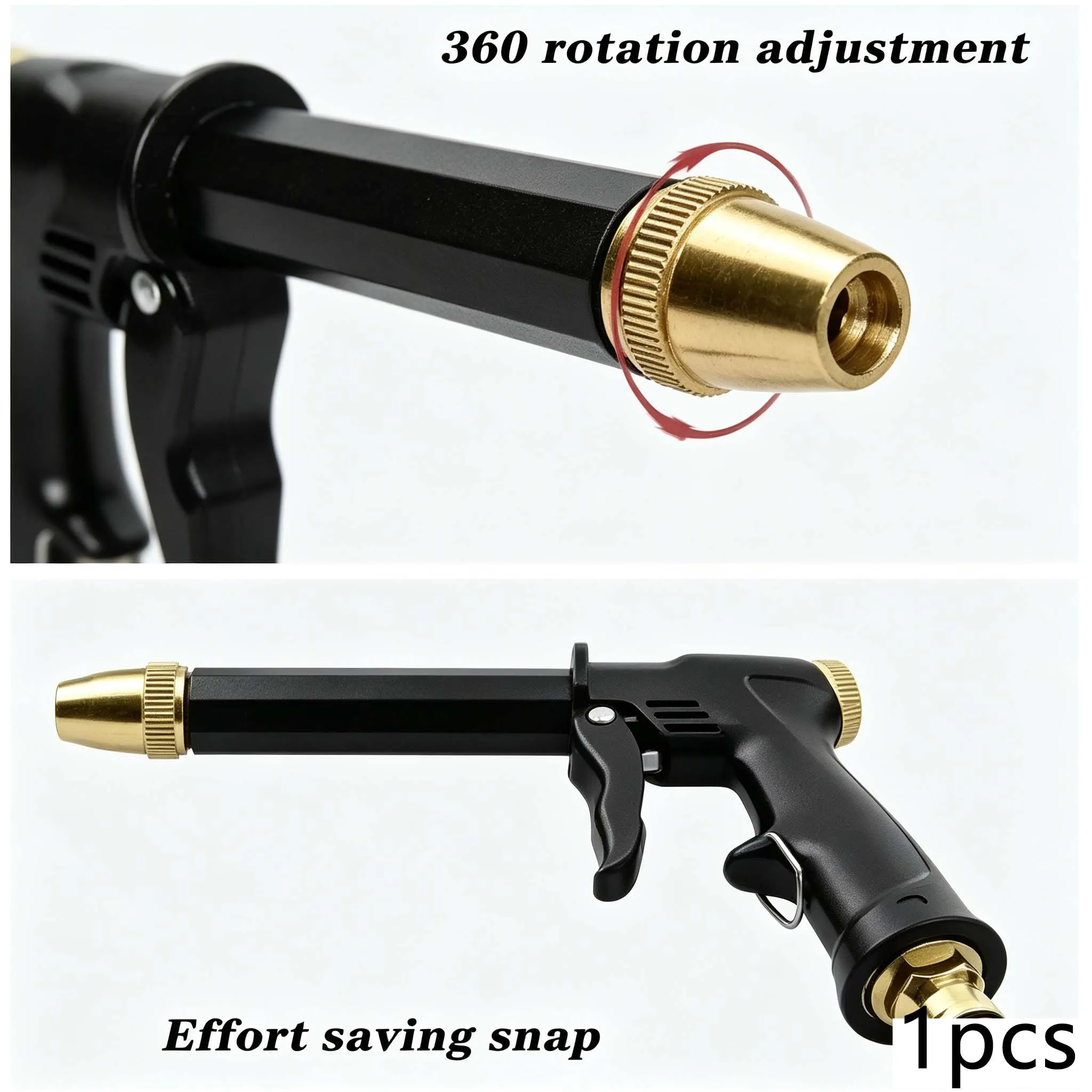 High Pressure Car Wash Water Gun 360° Adjustable Brass Nozzle Spray Gun For Vehicle Cleaning Garden Irrigation Home Floor Washin