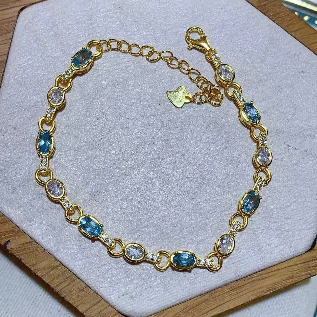 

KJJEAXCMY High End Women's Bracelet Natural Topaz S925 Silver with Electroplating Boasting High Clarity Full Brilliance